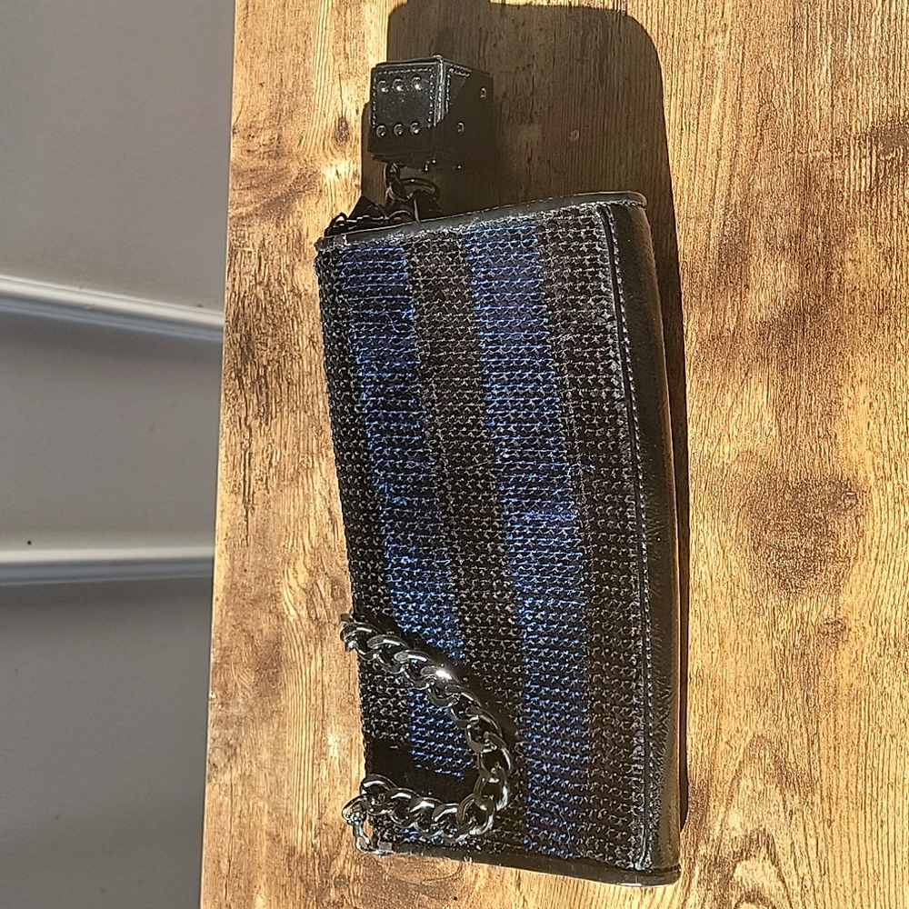 Vintage Betsey Johnson black and blue sequin shoulder bag